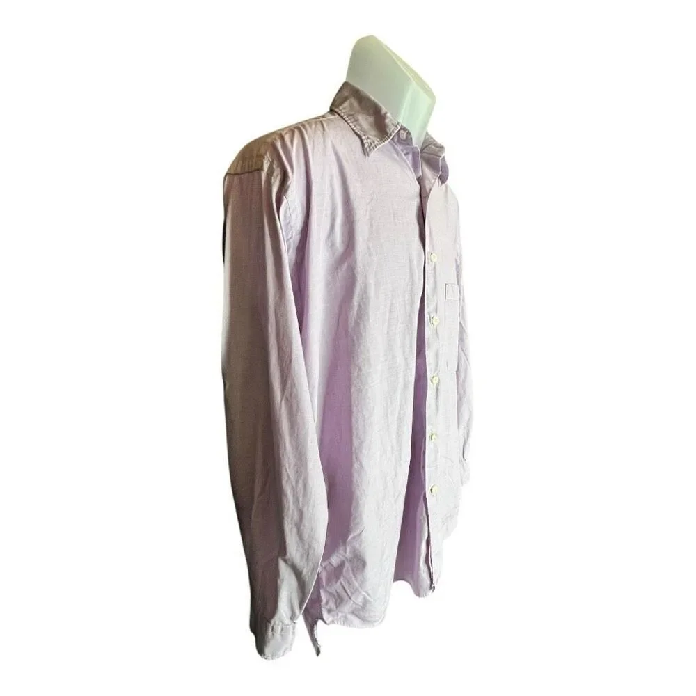 Coach Men's 100% Cotton Long Sleeve Button Up Dress Shirt Pink Size Small - Picture 2 of 11